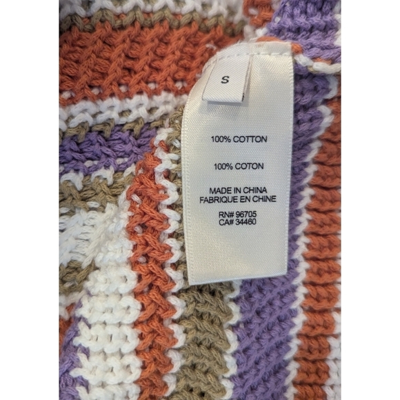 Rebecca Taylor Cotton Multi Colored Chevron Striped Knit Sweater Hoodie Small - Picture 7 of 9